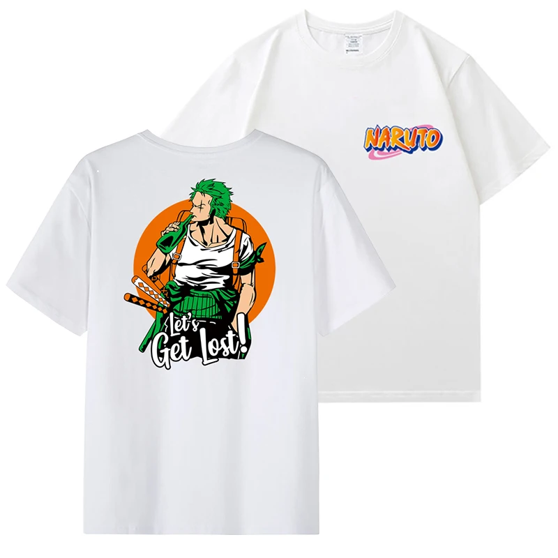 

New Japan Anime One Piece Print Cartoon T Shirt Male Luffy Zoro cotton Tees Tops Summer Funny T-shirts Men/Women Harajuku Tshirt