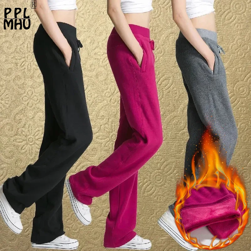 

Повседневные Бархатные женские брюки, плиссированные широкие брюки на шнуровке, женские плотные теплые брюки, мешковатые спортивные брюки