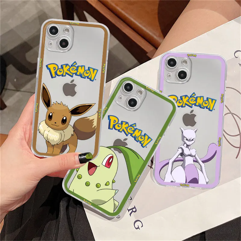 

Clear Case For Apple iPhone 14 11 13 12 Pro 7 8 Plus XR X XS Max 6 6S 13Pro Silicone Phone Cover Pikachu Pkemon Anime Cute