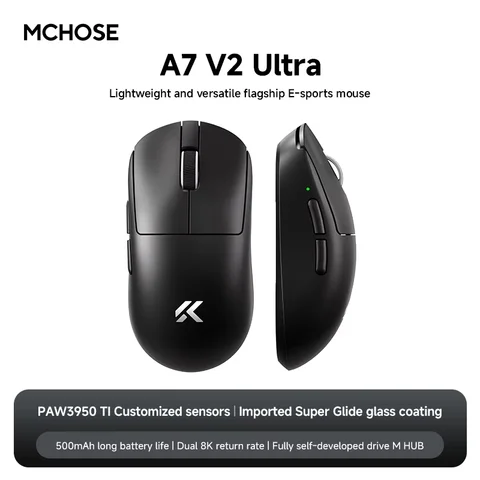 MCHOSE A7 V2 Ultra Gaming Mouse PAW3950Ti Super Sensor 20000FPS Точность отслеживания 8 кГц Скорость покатания Низкая задержка Super Glide