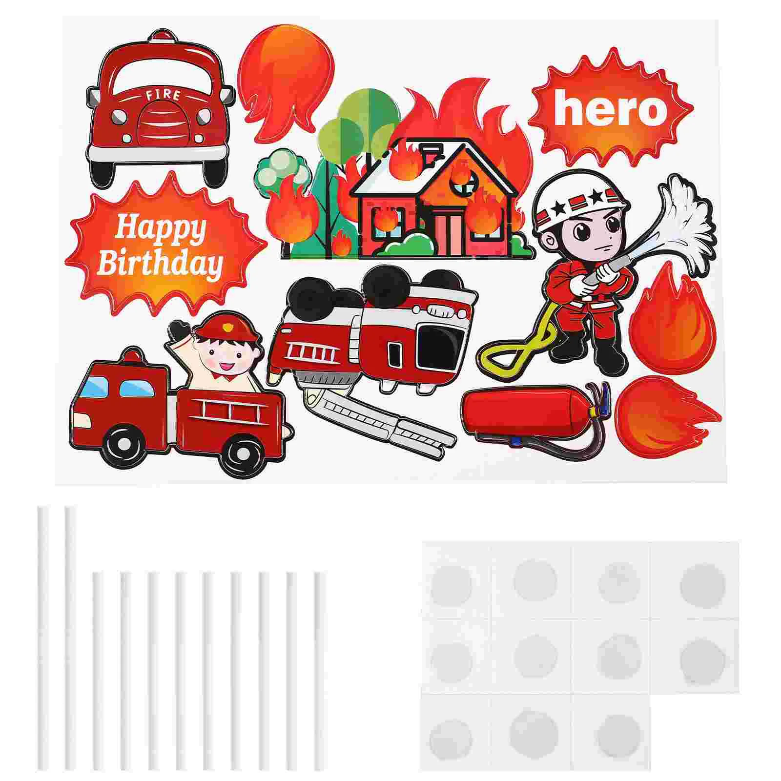 

44pcs Firefighter Decorative Cake Inserts Cake Decors for Cake Party