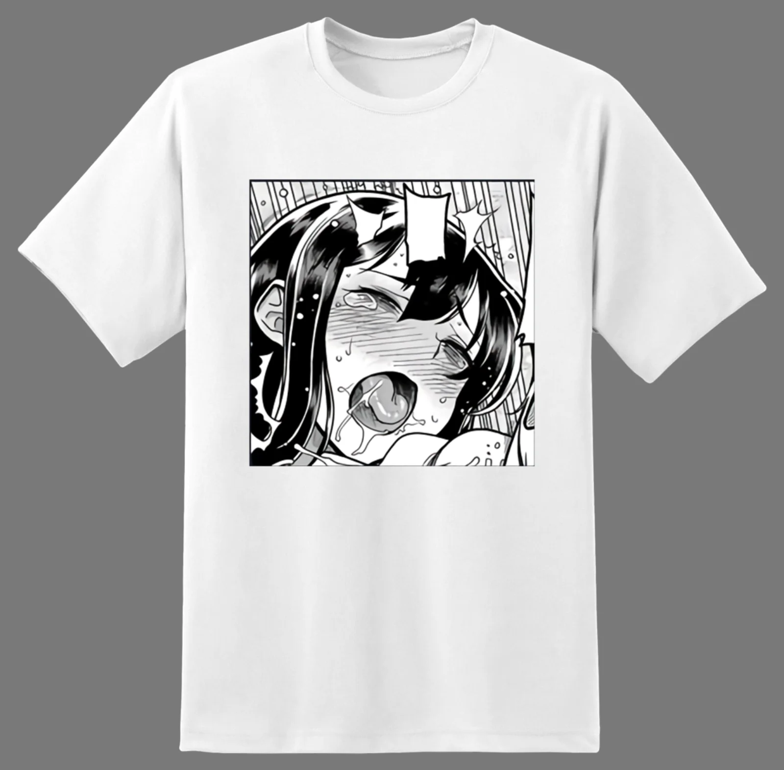 

T1 Sexy Lewd Wet Girl Hentai Japanese Anime Ahegao Art Black/White T-Shirt