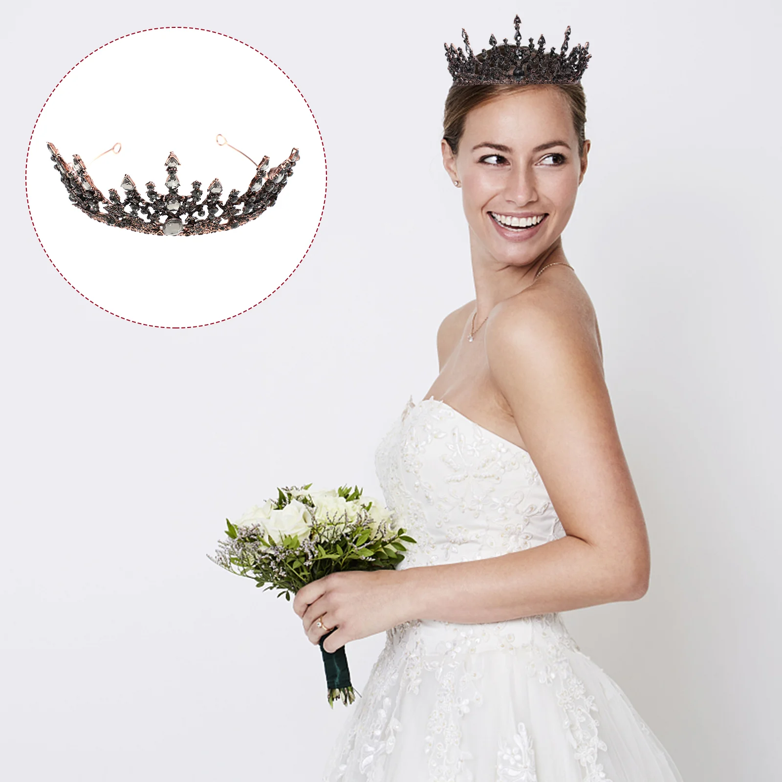 

Винтажный Декор на Хэллоуин свадебная корона в стиле барокко искусственная тиара Модный свадебный головной убор для невесты