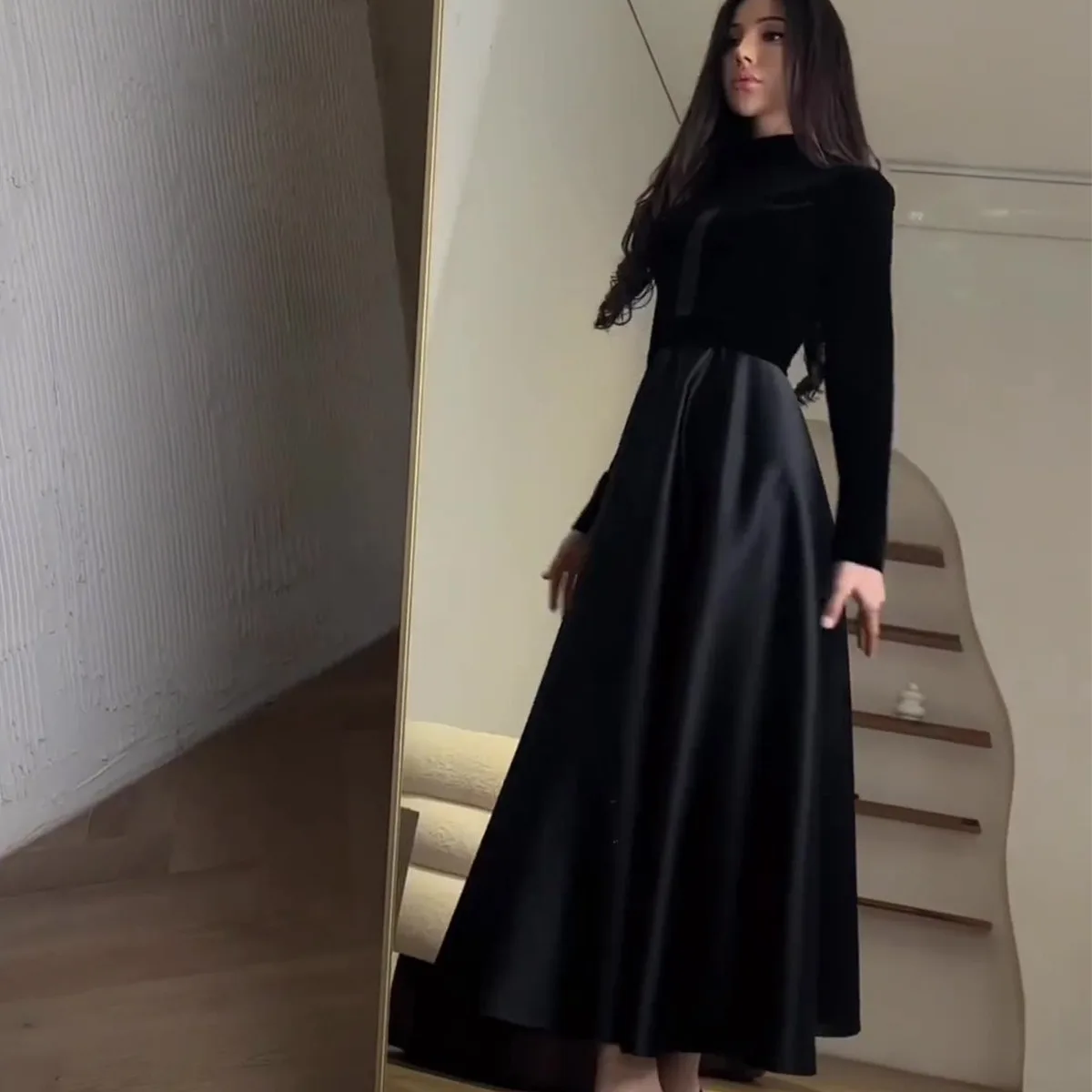 Женское Бархатное облегающее платье с длинным рукавом повседневное однотонное в