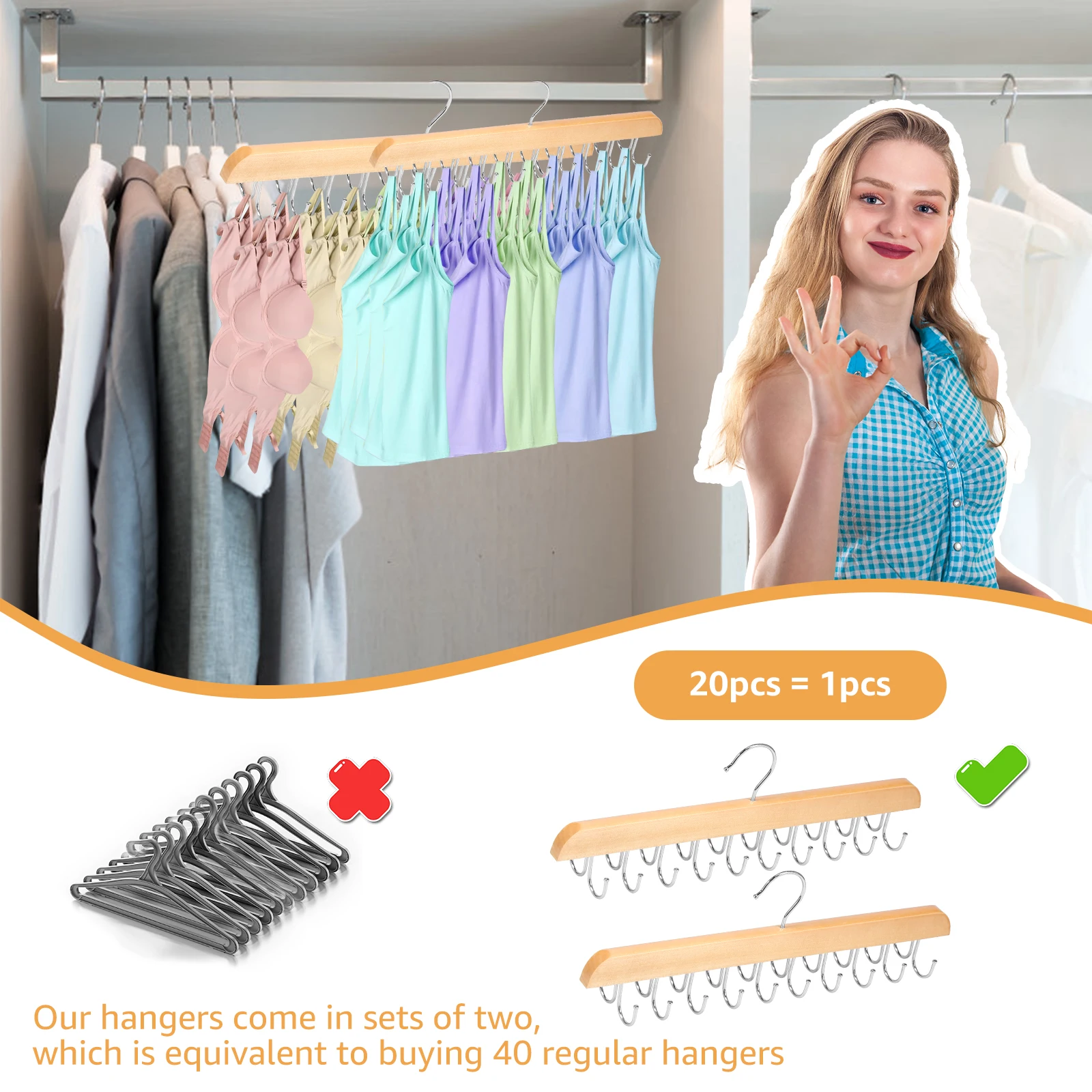 2/4 шт. вешалки для одежды 20 крючков