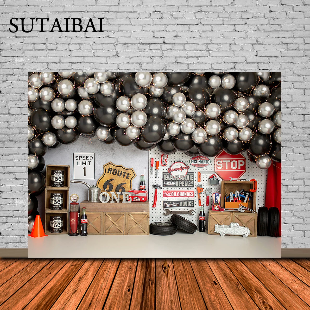 

Route 66 Motorcycle Boy Birthday Party Backdrop Newborn Kids Boy Baby Portrait Backdrop for Photo Studio 1st Birthday Decoration