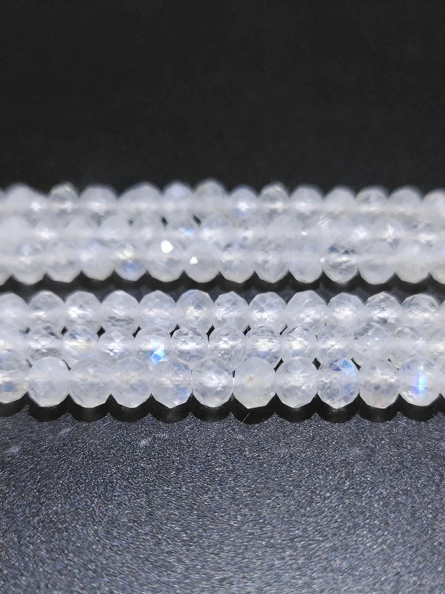 Natural Clear Blue moonlight stone  Faceted Round  Loose Beads 15