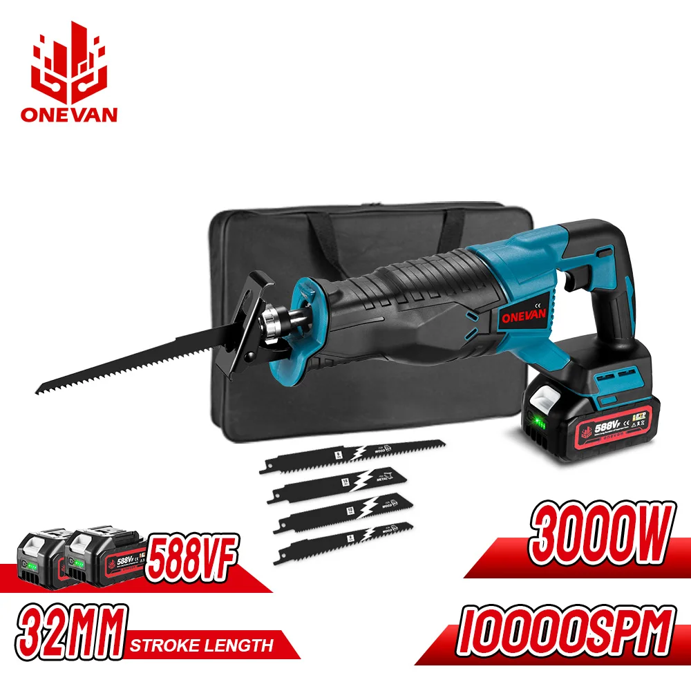 OENVAN 3000W электрическая сабельная пила 10000spm перезаряжаемая пила портативная машина для резки металла и дерева для батареи Makita 18V