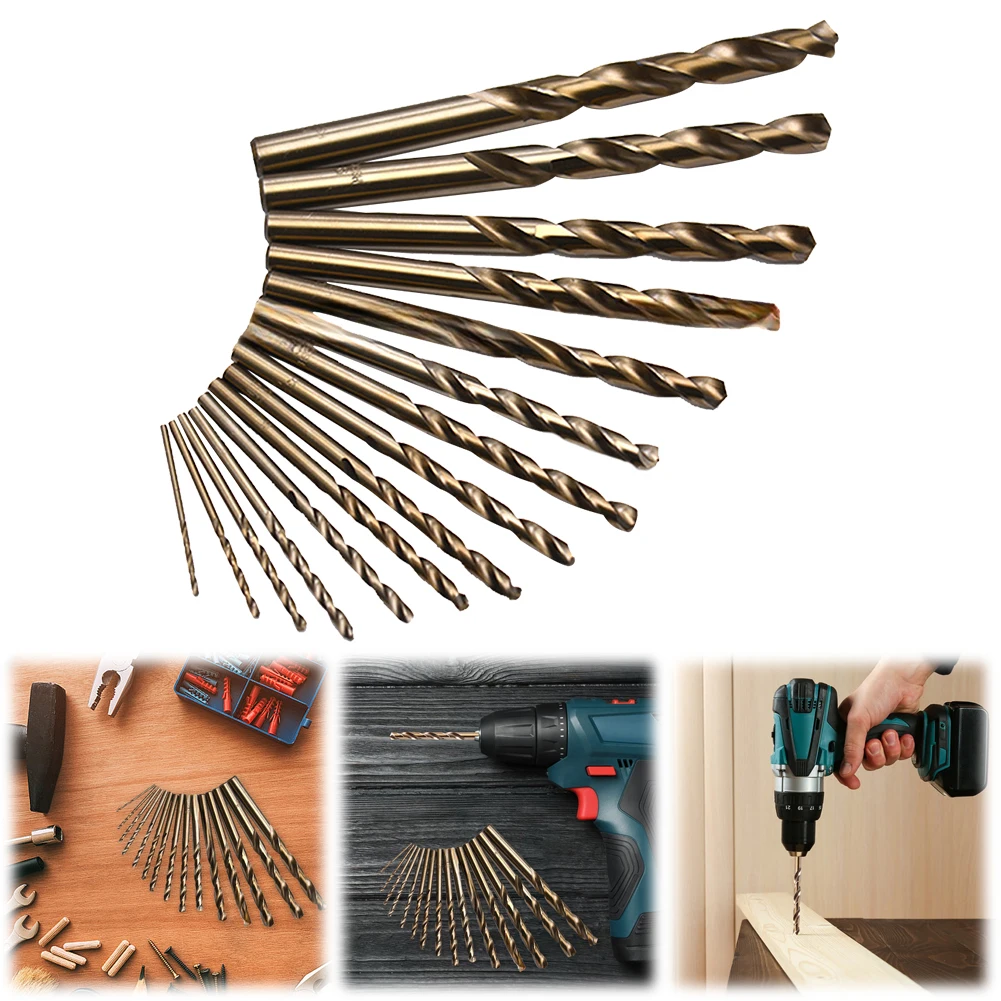 Набор кобальтовых сверл HSSCO M35 набор из 15 насадок 1 5-10 мм с прямым хвостовиком для