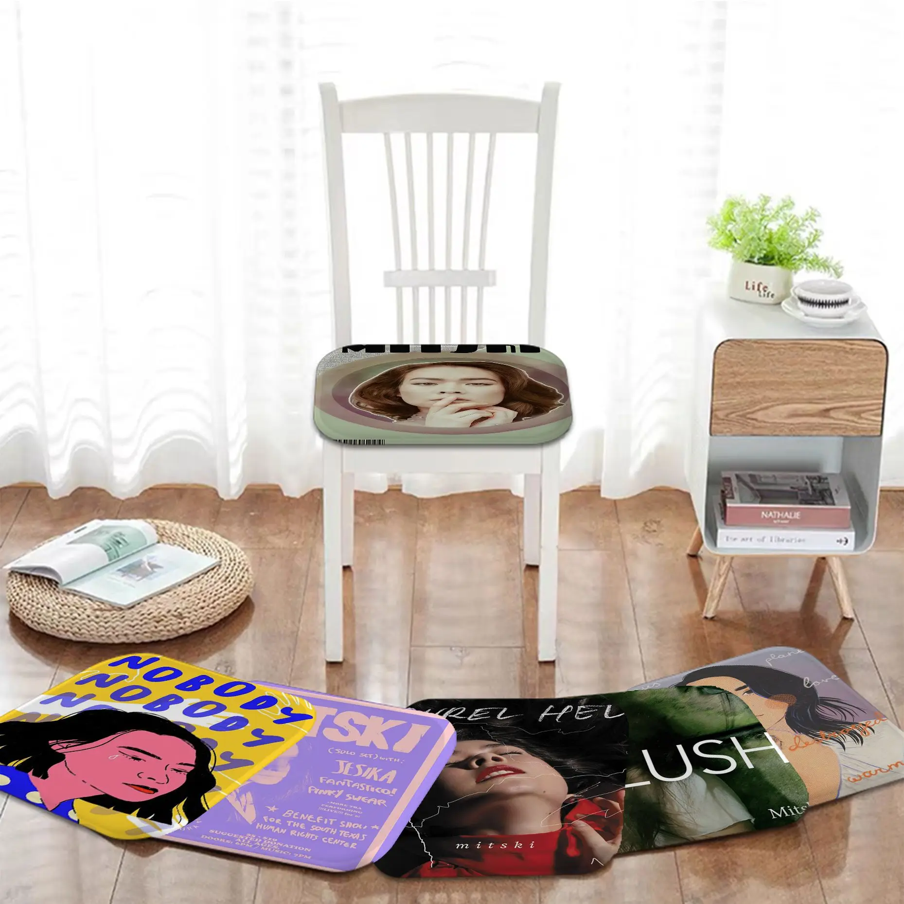 

Hip Hop Singer Mitski Cushion Mat Tie Rope Chair Cushion Soft Office Car Seat Comfort Breathable 45x45cm Cushion Pads