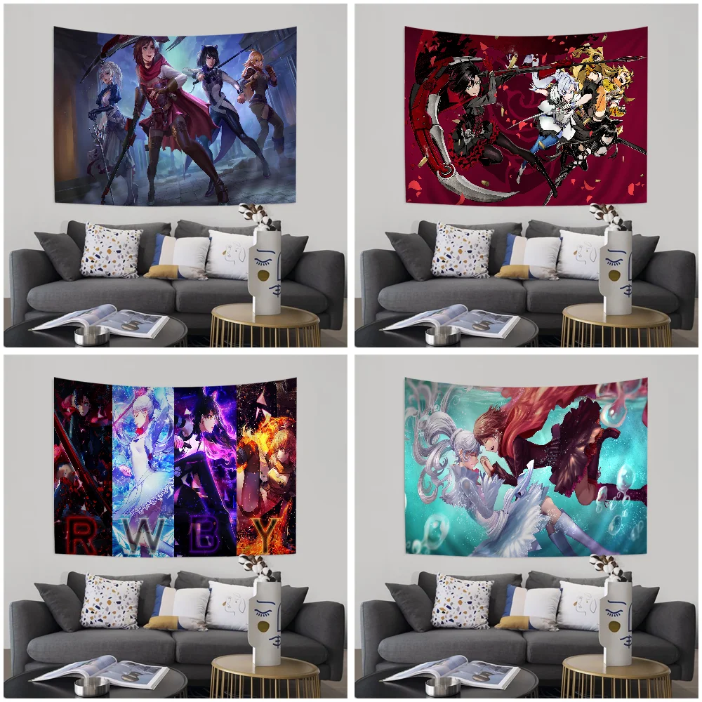 Cartoon R-Rwby Hanging Bohemian Tapestry Tarot Hippie Wall Rugs Dorm Home Decor