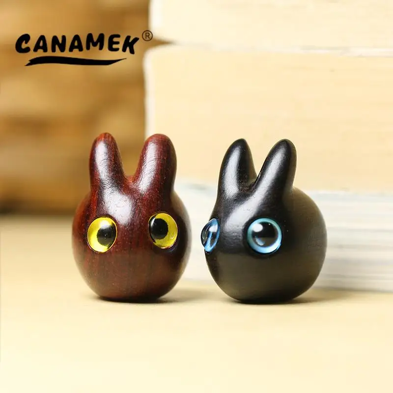 

1pc Kawaii Rabbit Miniature Figurines Red Sandalwood Carving Sculpture Craft Desk Ornament Fairy Garden Room Decor Birthday Gift
