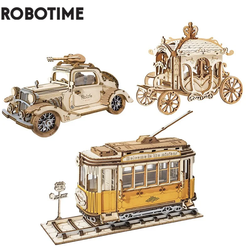 Robotime 3 вида DIY 3D транспортировка деревянная модель строительные наборы винтажный