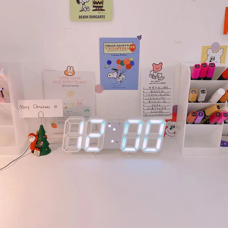 

Цифровой будильник в скандинавском стиле, настенные офисные электронные часы с календарем и термометром, функция повтора, настольные часы