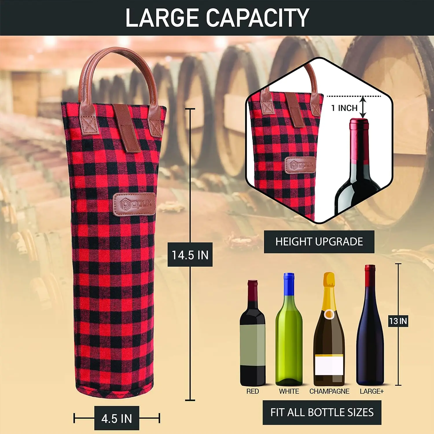 Фото Opux Wine Bag Сумка-переноска для одной бутылки, изолированная дорожная сумка-холодильник для вина для подарка на пляже для пикника, портативная с термоподкладкой One Bo №3