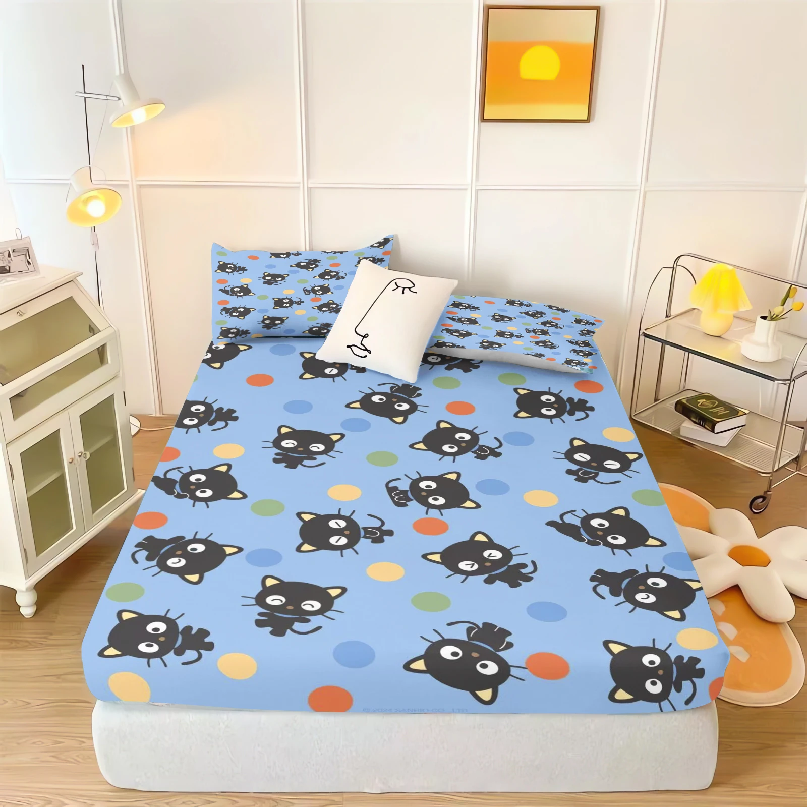 MINISO простыня с рисунком кота CHOCOCAT, детская простыня, покрытие, эластичное постельное белье с цифровой печатью для подростков (art.: 3920cff5cd96f) - 3920cff5cd96f