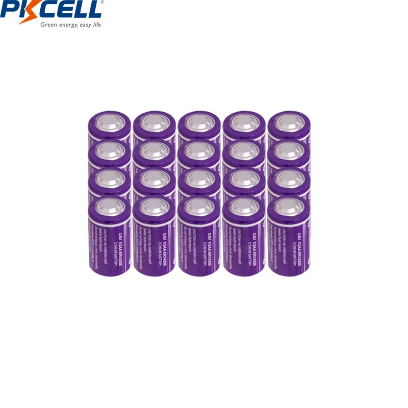 

20PCS/lot PKCELL 3.6V ER14250 Lithium Battery 14250 1/2AA Battery 1200mAh LiSOCl2 Batteries for GPS/Electricity/Water/Gas Meter