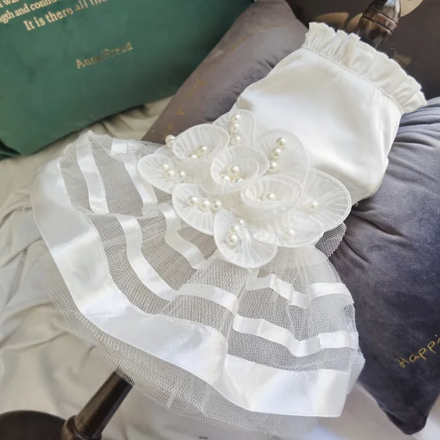 Pet Clothes White Color Pet Supplies Fashion Lace Dog Wedding Dress Princess Dress Dog Accessories Dog Clothes Dog Dress Up Tool 3