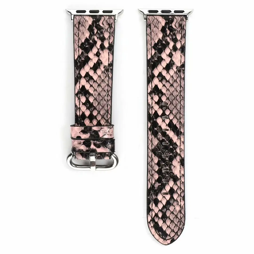 Snakeskin Leather Band for Apple Watch 6 5 4 3 SE 44mm 40mm Watchband  Wrist Band for IWatch Serise 6 5 4 3 2 1 42mm 38mm Strap