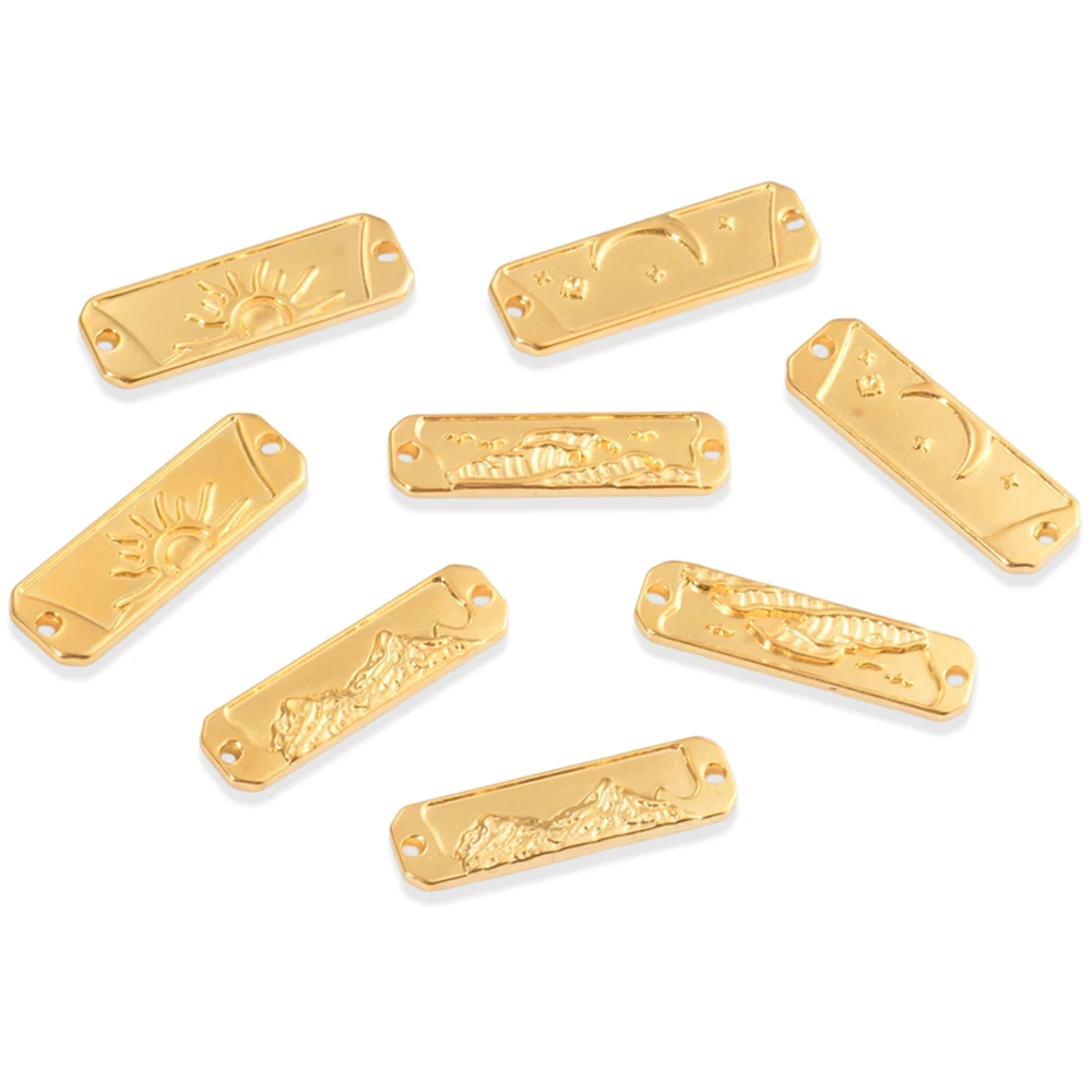 5pcs/lot Stainless Steel Oil Pressure Moon Sun Mountains Charms Pendant For DIY Fashion Necklace Bracelets Jewelry Accessories