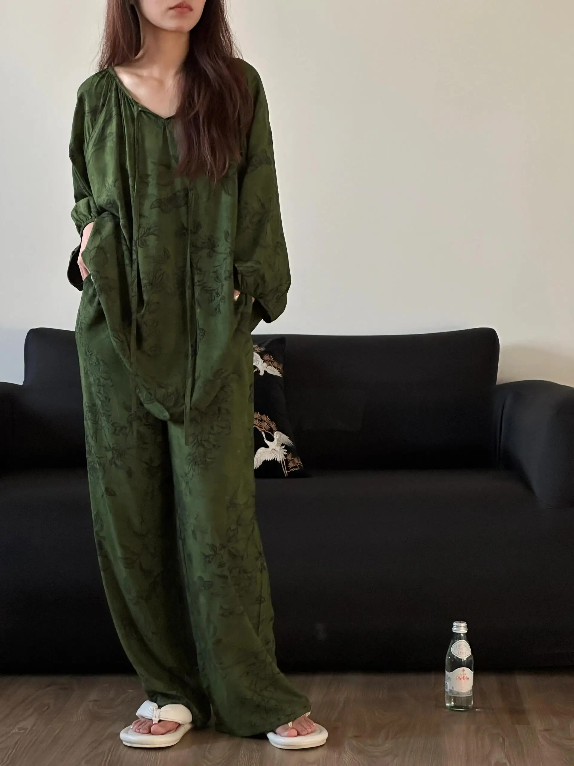 Пижамы-буретки корейской серии больших размеров весенне-осенний женский