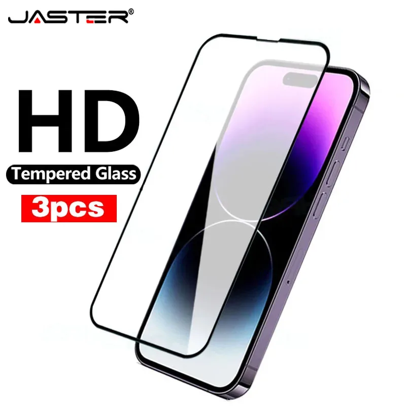 

Jaster 3pcs Tempered Glass for iPhone 15 14 13 12 11 Plus Pro Max Screen Protector for iPhone X XR XS MAX 6 7 8 15 14 Plus Glass
