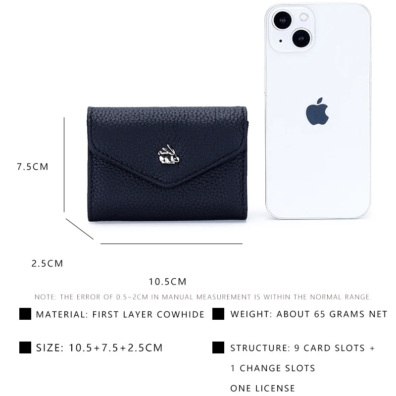 Women Luxury Card Holder Short Wallet Cute Mini Rabbit Coin Purse Multi-Card Bits Organ Type Clutch Folding Credit ID Card Bag