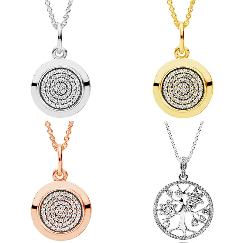 Купи Authentic 925 Sterling Silver Original Rose Gold Signature Openwork Family Tree Necklace For Women Gift Fashion Jewelry за 640 рублей в магазине AliExpress