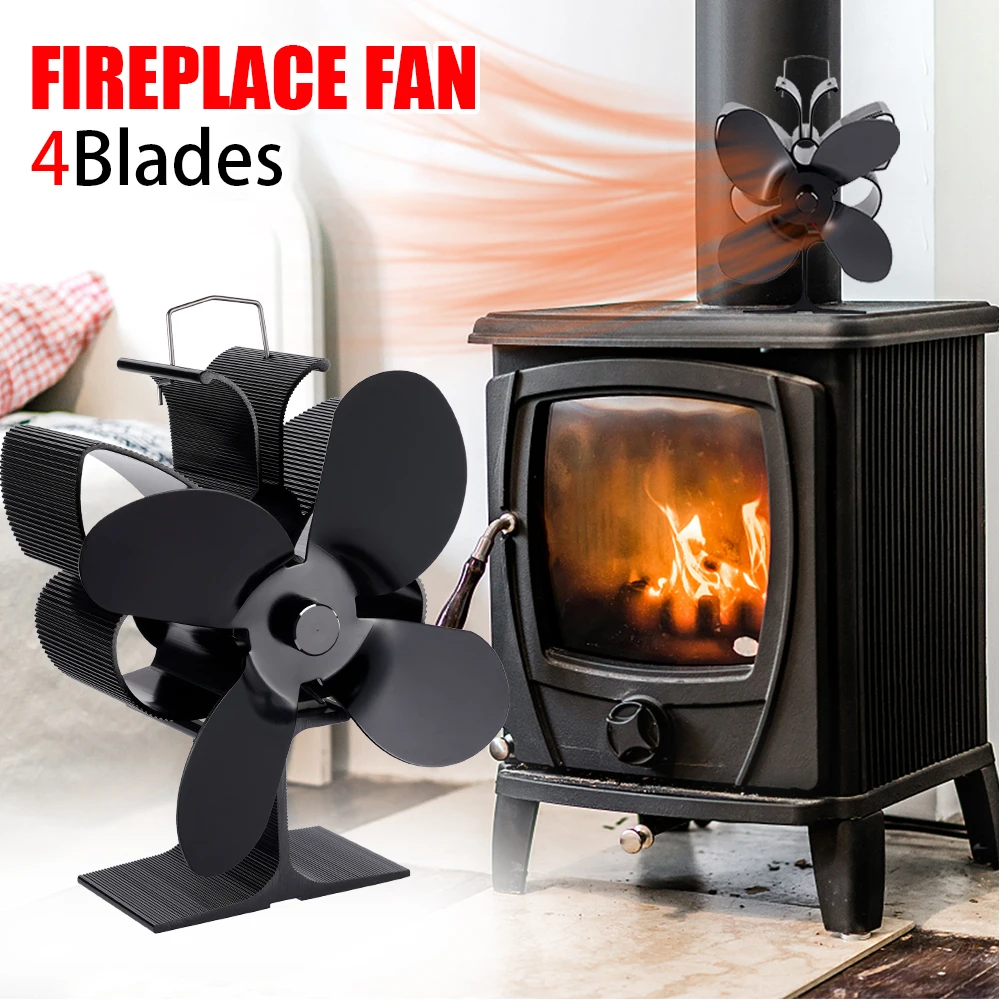 

Butterfly Fireplace Fan 4 Blades Heat Powered Stove Fan Log Wood Burner Eco Quiet Fan Home Heater Efficient Heat Distribution