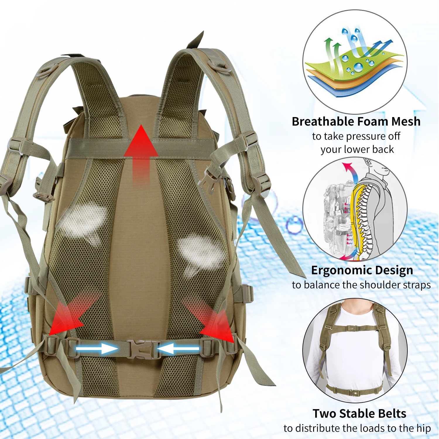 30L Military Tactical Backpack Nylon Waterproof Rucksacks Outdoor Bags Military Backpack for Hiking Camping Trekking Hunting Bag