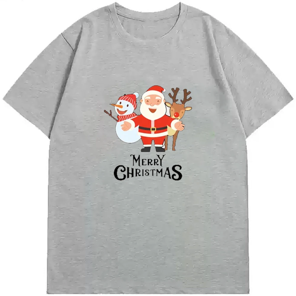 С Рождеством Санта-Клаусом и снеговиком милая зимняя футболка с рождественским