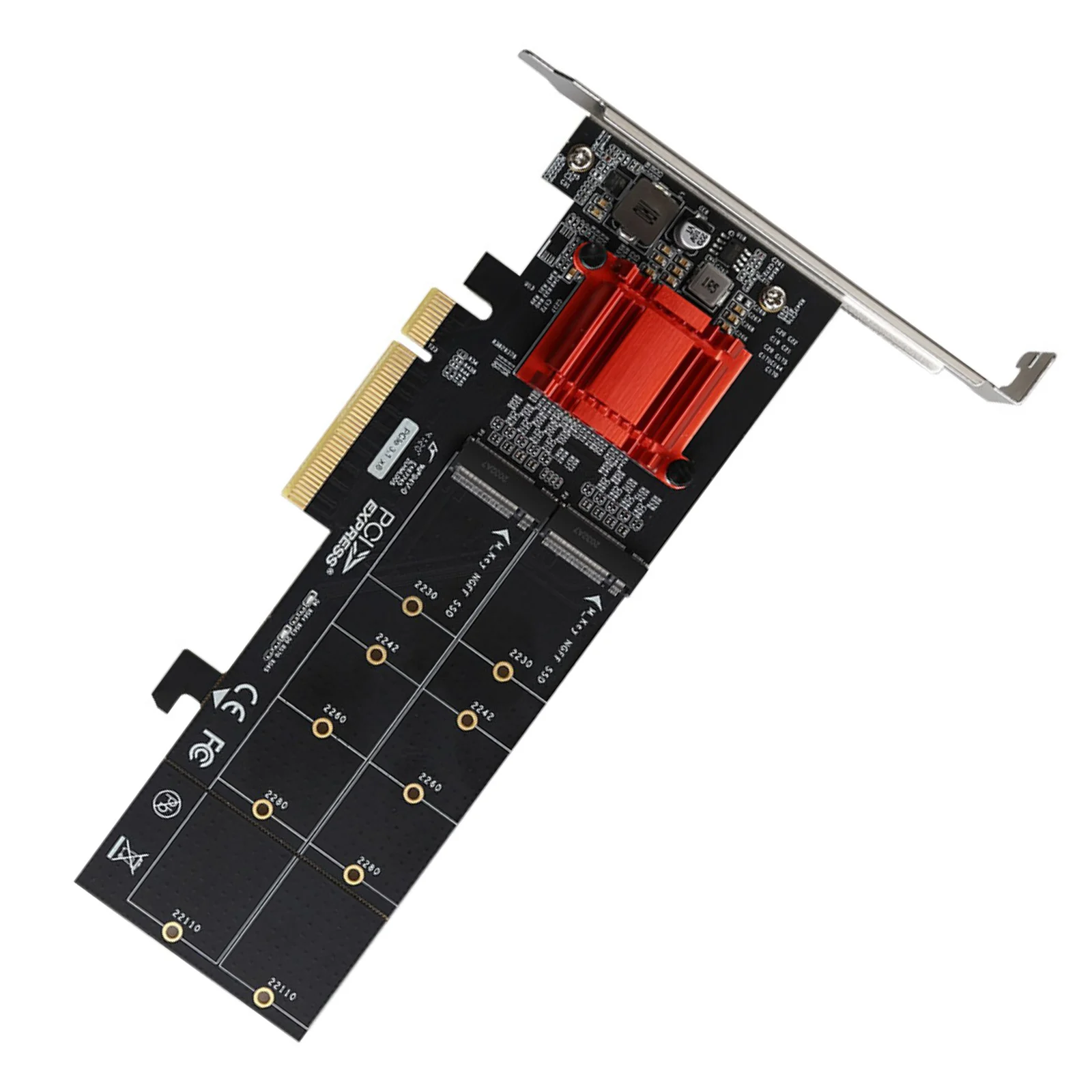 Фото Двойная карта-адаптер M.2 NVMe PCIe 3.0 x8, чипсет ASM2812, без разветвления, для SSD M Key 22110 2280, карта расширения для SSD №2