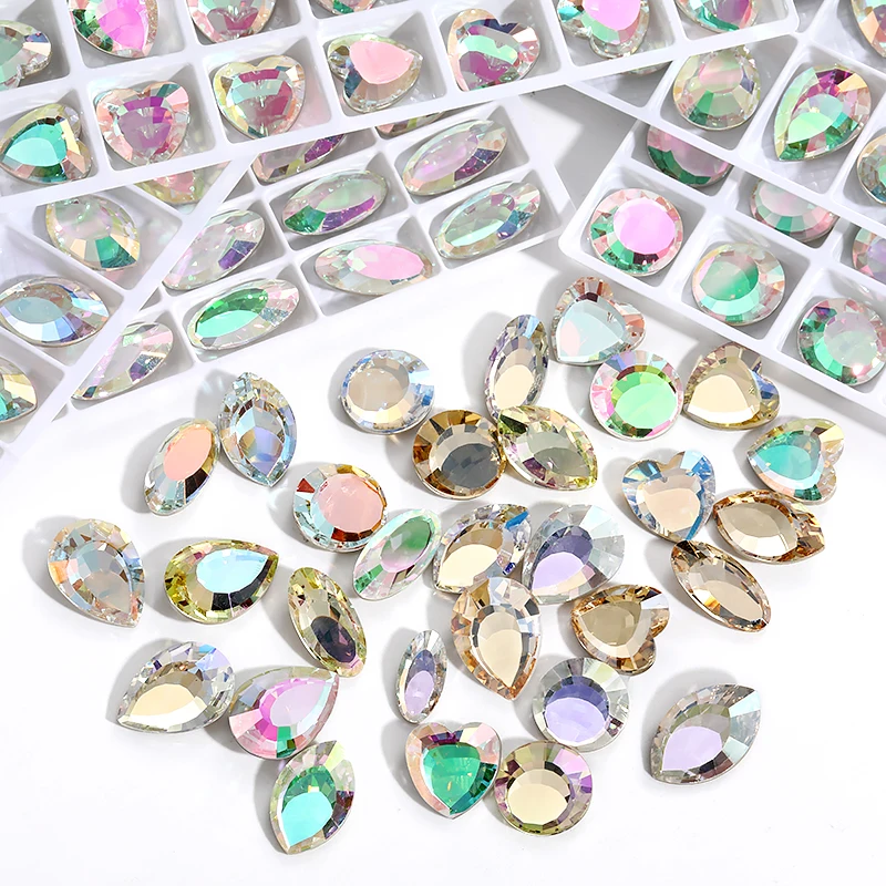 

10pcs Mist Color Series K9 High-End Flickering Crystal Glass Diamond For Professional Use Art Decor Nail Stick Drill Material
