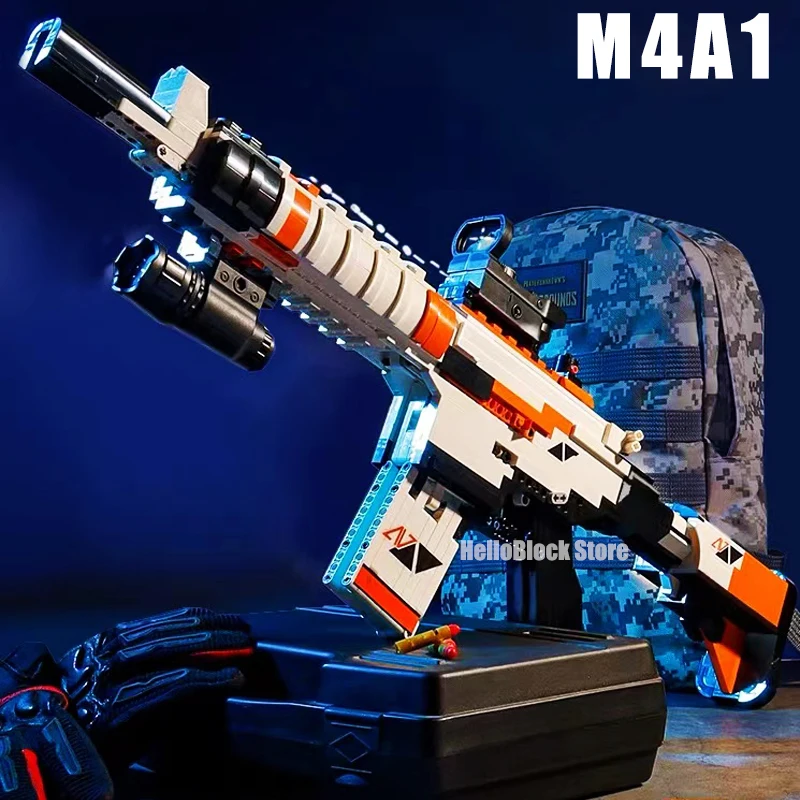 Модель стрелкового оружия M4A1 Карбин резиновой стрелкой для строительства, военного городка, технического запуска кирпича, игрушка оружие Солдат Второй мировой войны для мальчиков.