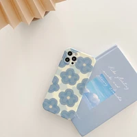 cute blue flower case for iphone x xr xs 7 8 plus phone case liquid silicone full protection cover for iphone 11 12 13pro mini