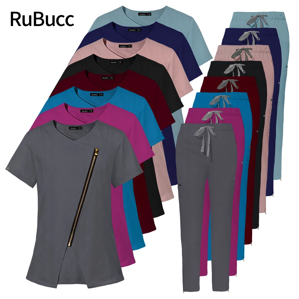 

Multicolor Nurse Uniform Suit Women Short Sleeved Tops+pants Working Spa Uniform Scrubs Workwear Dentistry Women Scrubs Uniforms