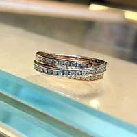 caoshi fashion ladys wedding bands with dazzling zirconia stylish two tone cross design accessories for engagement ceremony