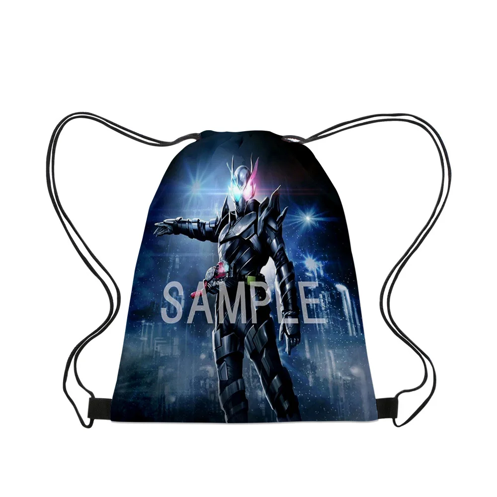 

3D Anime Around The Masked Knight Drawstring Shoulder Bag Cartoon Bundle Pocket Primary and Secondary School Students School Bag