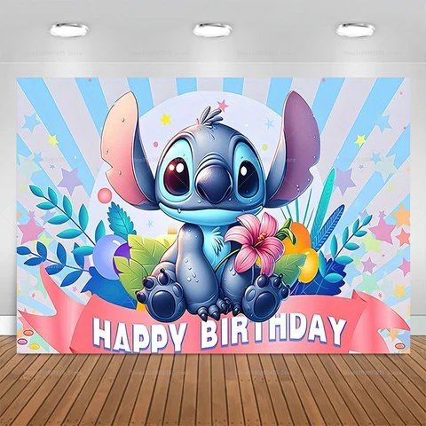 Фон Для Фотобудки Disney Lilo & Stitch Для Детей, Украшения Для Дня Рождения, Виниловый Баннер, Реквизит Для Фотостудии