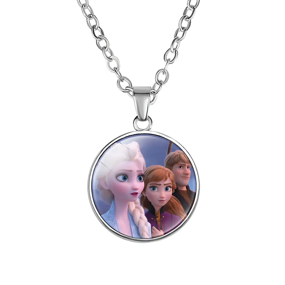 

Hot Selling New Disney Princess Gem Necklace Frozen Cartoon Character Image Pendant Gorgeous Fashion Princess Dress with Jewelry