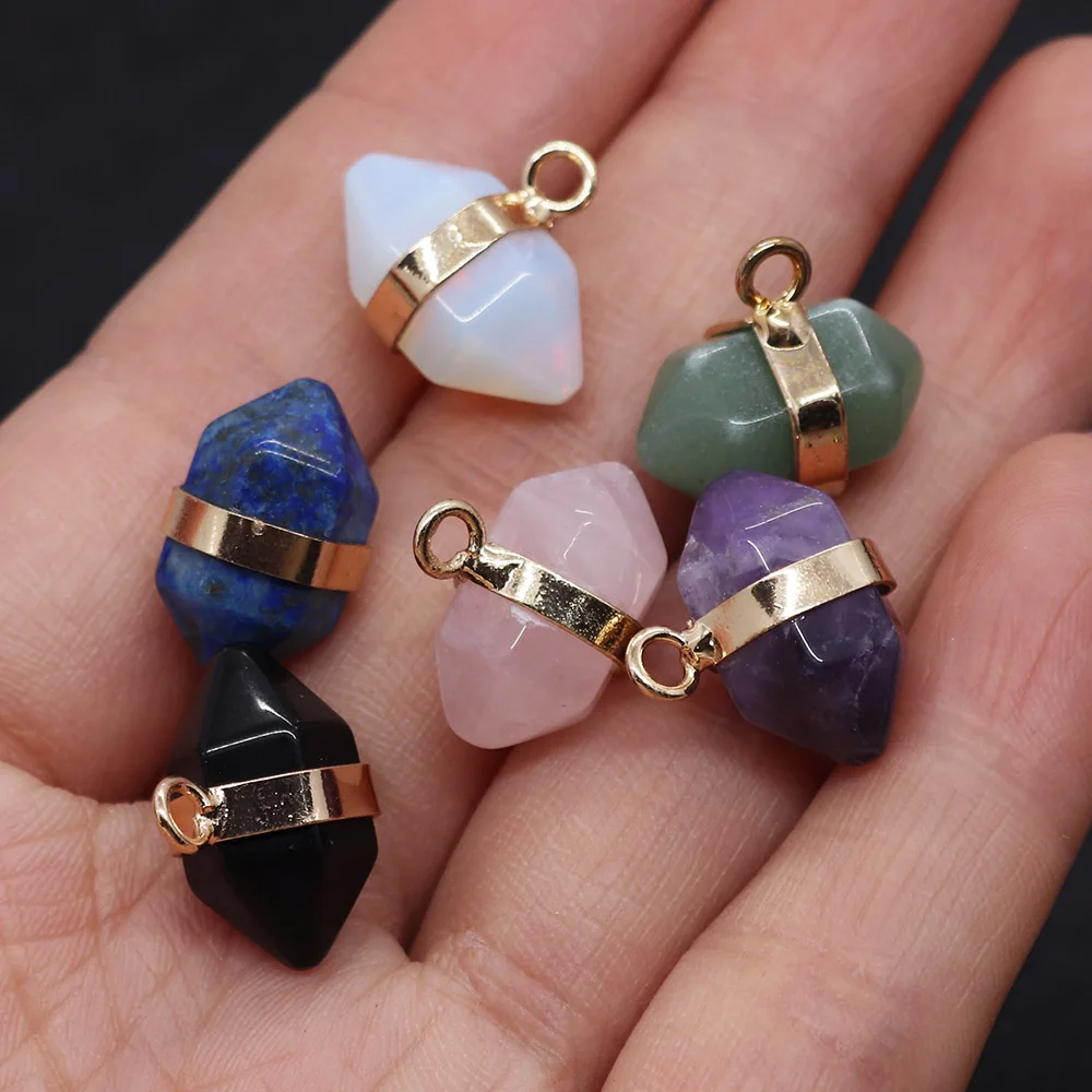 

Natural Stone Charms Lapis Lazuli 15x20mm Hexagonal Conical Amethyst Pendant Jewelry Making DIY Necklace Bracelet Earring Charms