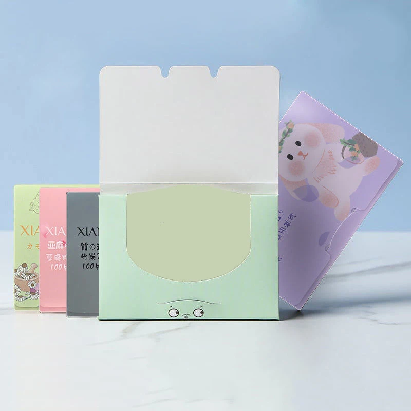 600шт/6упак Зеленый чай Face Oil Blotting Paper Мини-карманные матирующие салфетки Очищающий средство Контроль ткани для ухода за кожей