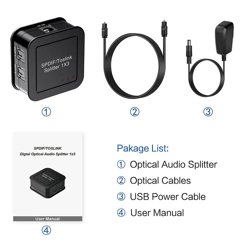 Optical Signal Input Splitter Can Be Divided Into Three Groups Of SPDIF / TosLink Receiving Device 1 In 3 Out Support DTS |