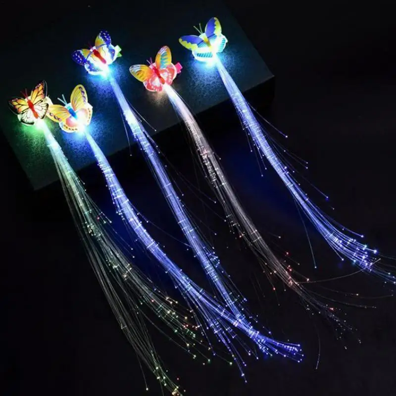 

Красочная светодиодная бабочка со вспышкой, искусственный парик для девушек, украшение для волос, игрушка, Изысканный Зажим-бабочка, аксесс...