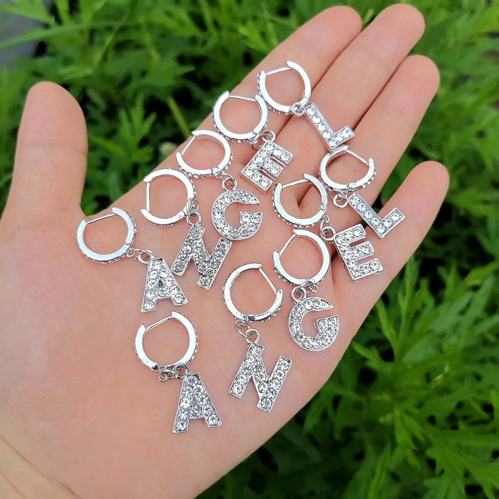 

Fashion English Zircon Letter Stud Earrings for Women A-shaped Small Asymmetric Earrings Stud Jewelry