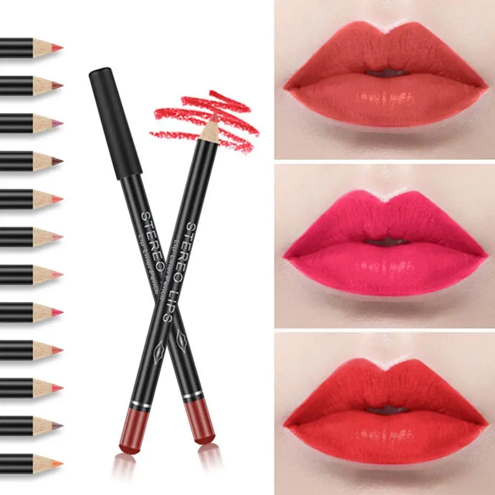 

12 Pcs/Set Matte Lipliner Waterproof Lipstick Set Lipliner Set Moisturizing Long Lasting Lipstick Liner Professional Makeup Pens