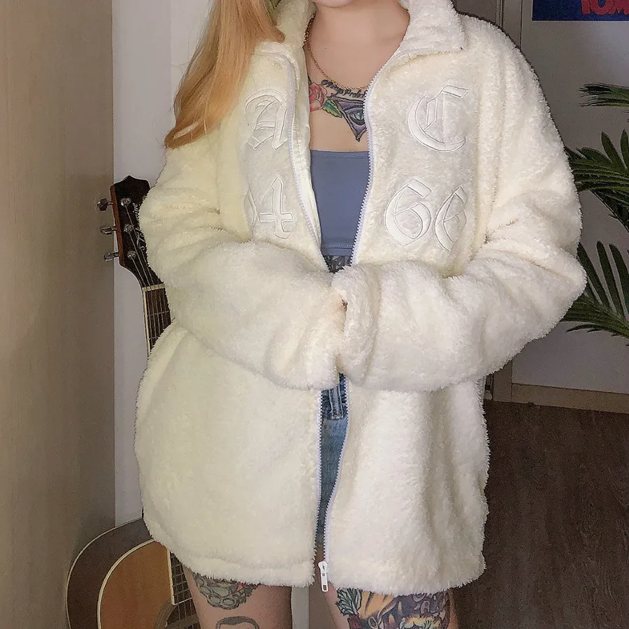 

New Korean Office Lady Jacket Hot Sale Autumn Winter Fashion Thicken 2021 New Fashion Simple Solid White Casual Loose Women Coat