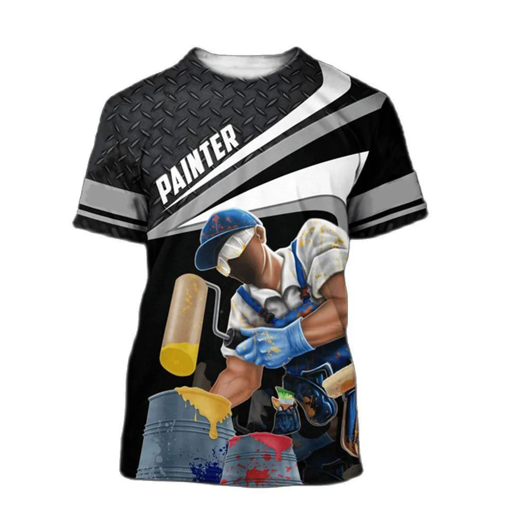 

House Painter T-Shirts Painting 3D Print Streetwear Tees Tops Uniform Clothing Men Women Fashion Oversized Short Sleeve T Shirt