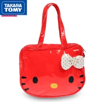 takara tomy 2022 cute cartoon hello kitty one shoulder bow hand bag pu leather childrens coin purse