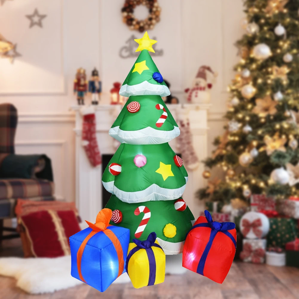 

Надувная светящаяся Рождественская елка с искусственной планкой, светящаяся елка для улицы, газон, двор, домашний декор